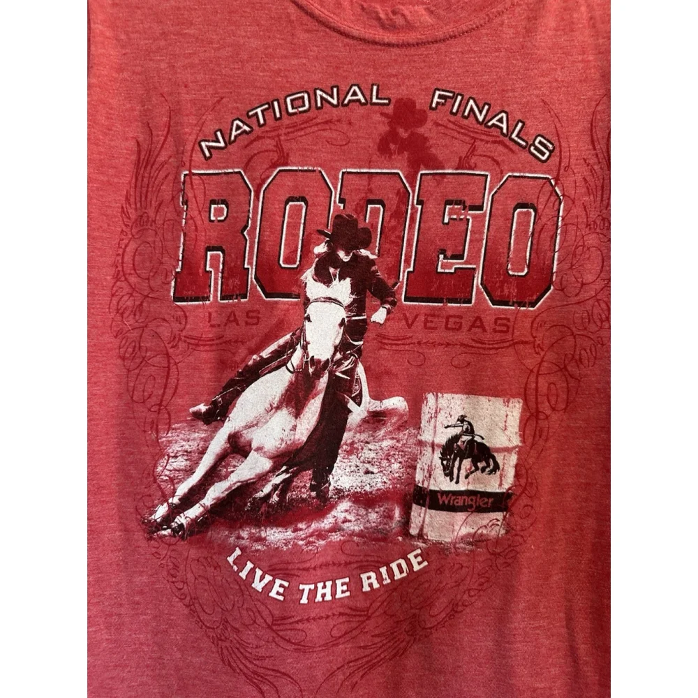ProRodeo Gear NFR Tee Shirt Girls L Red National Finals Rodeo Vegas 2015 PRCA